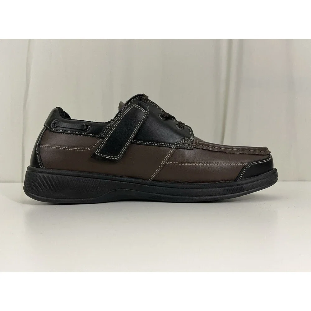 Orthofeet 422 Baton Rouge Mens Size 13 (E) Shoes Brown Black Leather Boat Loafer